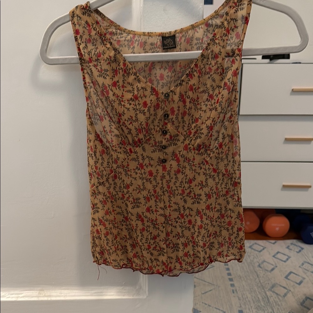 Only Hearts Orange and Brown Sleeveless Blouse